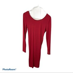 Red long sleeve cut out back dress
